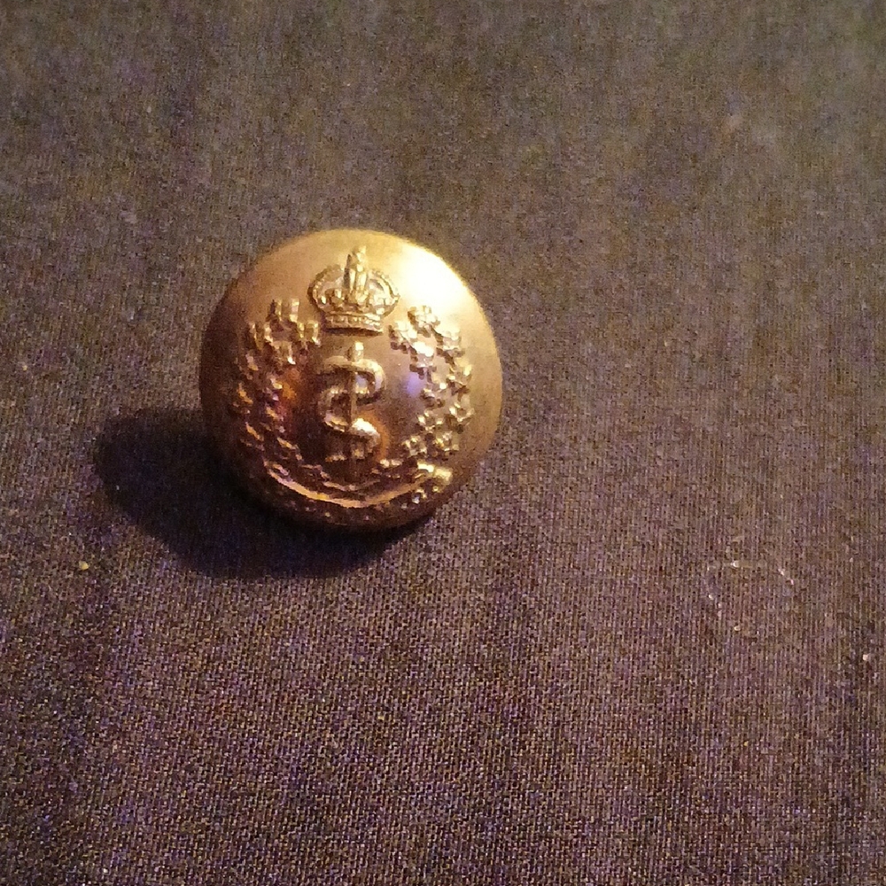 Vintage Gold Button with Crown and Laurel Design Royal Candian Army Buttons